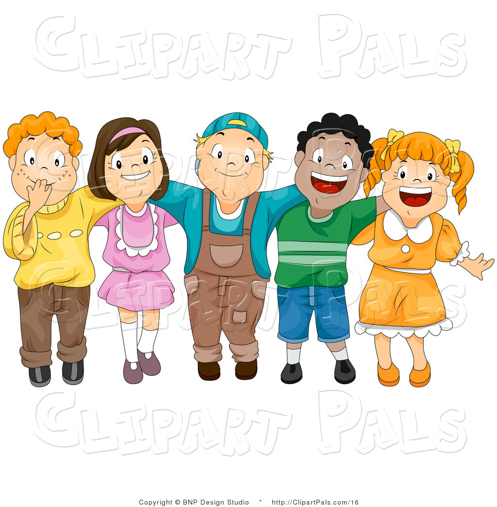 Larger Preview  Pal Vector Clipart Of A Group Of Diverse Children By