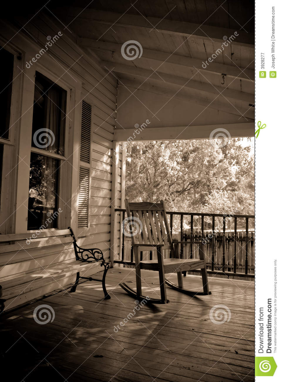 Sepia Old Time Country Porch Royalty Free Stock Photography   Image
