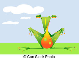 Stylized Frog Sits In A Sunny Field   A Cute Warty Frog Is