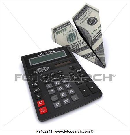 Clipart   Black Office Calculator And Paper Airplane Made From A   100