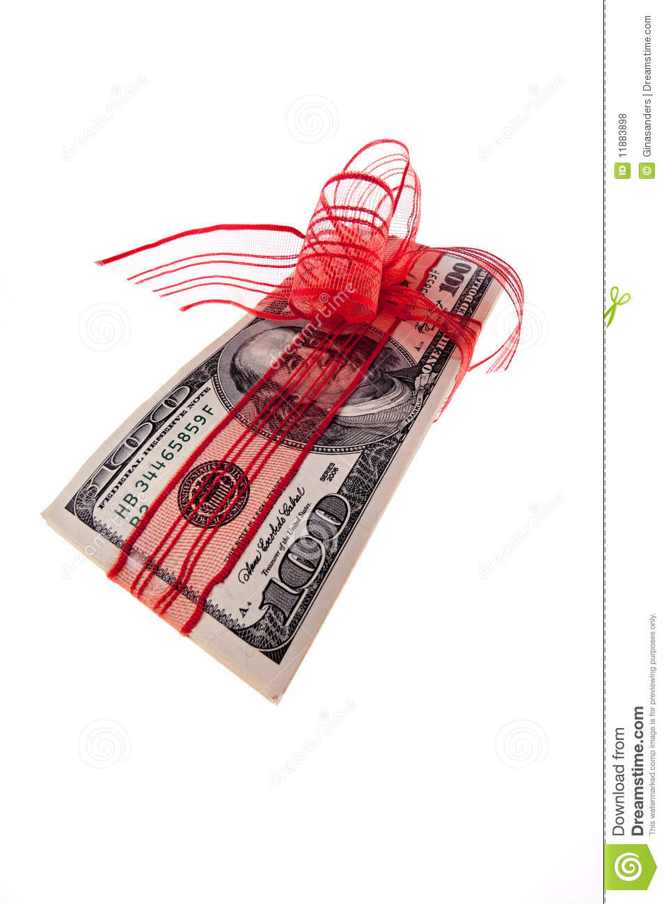 Red Bow On  100 Bill Royalty Free Stock Photos   Image  11883898
