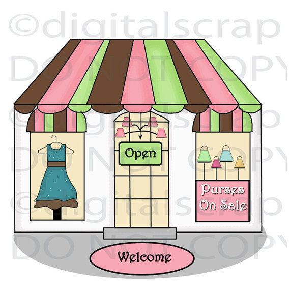 Boutique Shop Store Front Pink Girly Graphic Clip Art Fancy Chic Image
