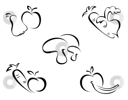 Fruit And Vegetable Clip Art Black And White Cutcaster Photo 100545078