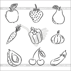 Fruits And Vegetables   Vector Clipart