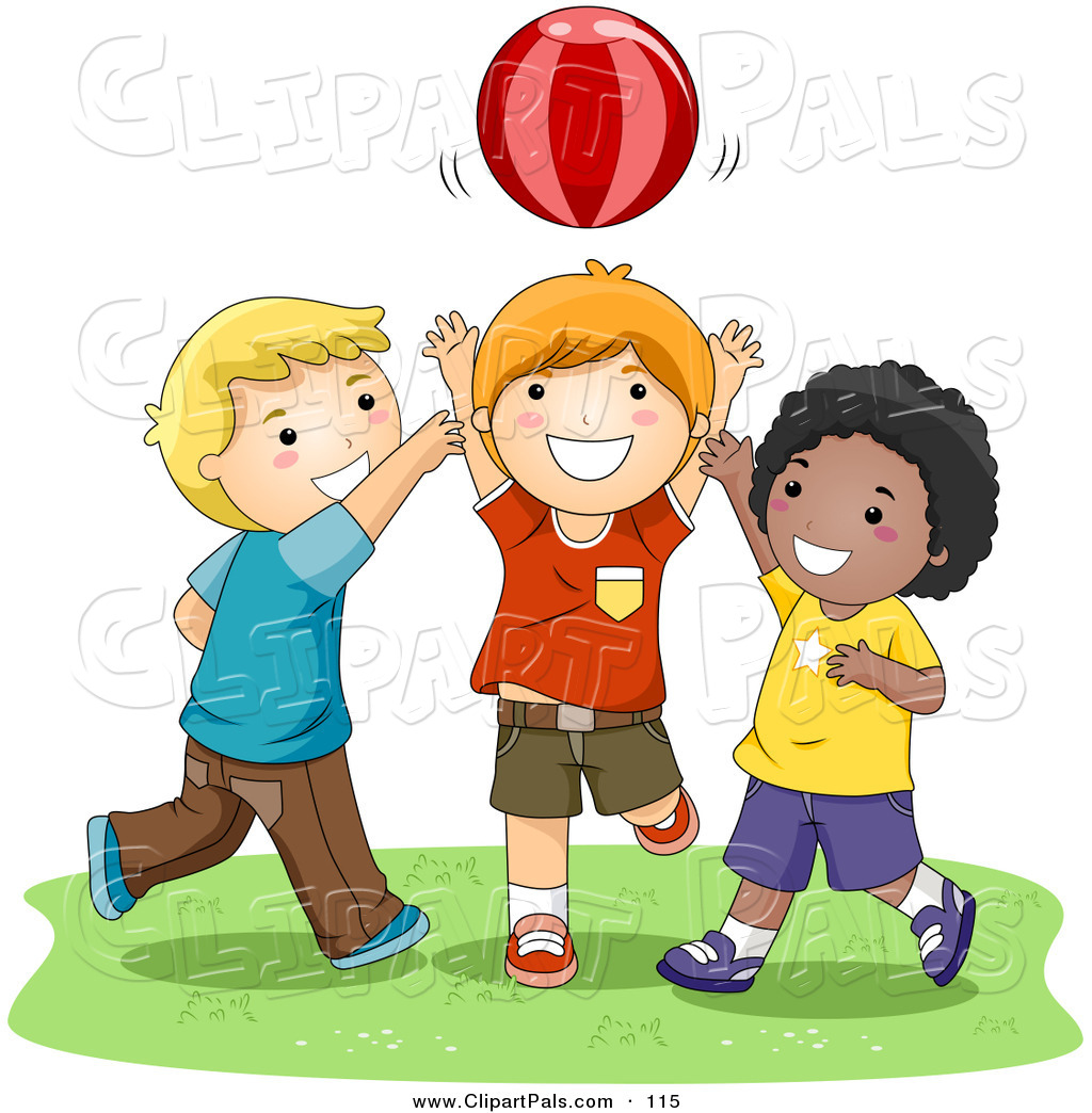 Pal Clipart Of A Trio Of Happy Boys Playing Catch With A Ball By Bnp