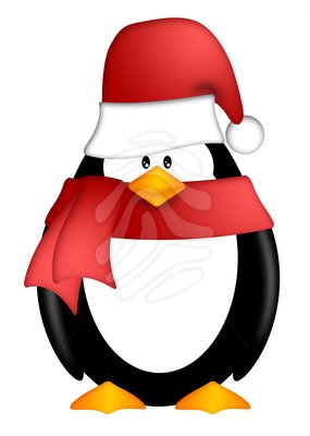 Scarf Clipart Penguin With Santa Hat And Red Scarf Clipart Penguin