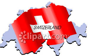 Switzerland With Swiss Flag   Royalty Free Clipart Picture