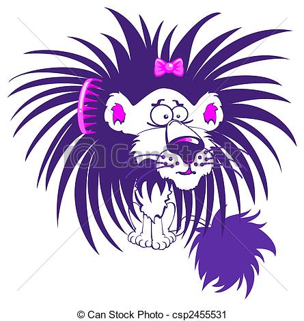 Clipart Of Purple Lion   Crazy Purple Lion Character With A Bad Hair