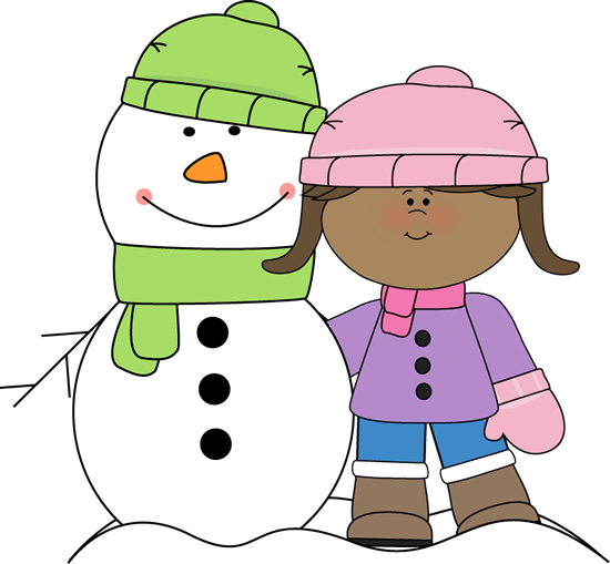 Girl With Snowman Clip Art   Girl With Snowman Image