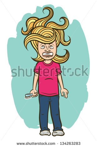 Messy Hair Cartoon Messy Hair   Stock Vector