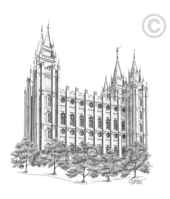 Salt Lake Utah Temple Sketch   Temple On Ldsbookstore Com   Ch Sketch