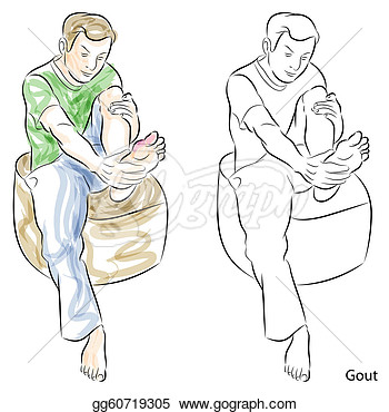 An Image Of A Man Massaging Gout Feet   Clipart Drawing Gg60719305