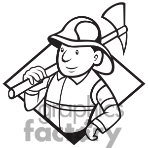 Firefighter Clipart Black And White 1414771 Black And White Fireman