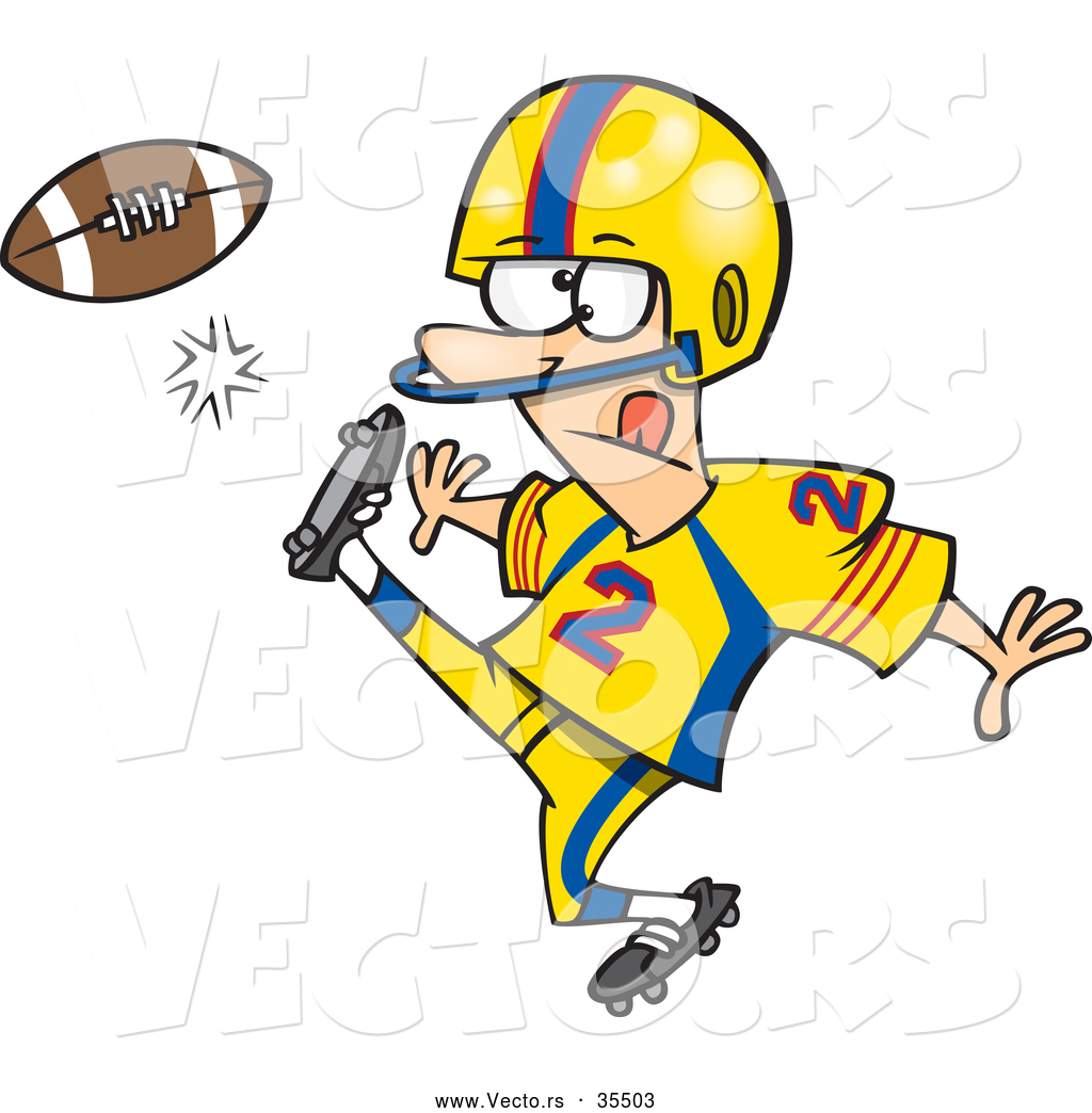 Football Kick Clipart Vector Of A Cartoon Football Player Kicking The