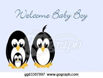 Illustrations   Welcome Baby   Penguin Boy  Stock Clipart Gg63307997