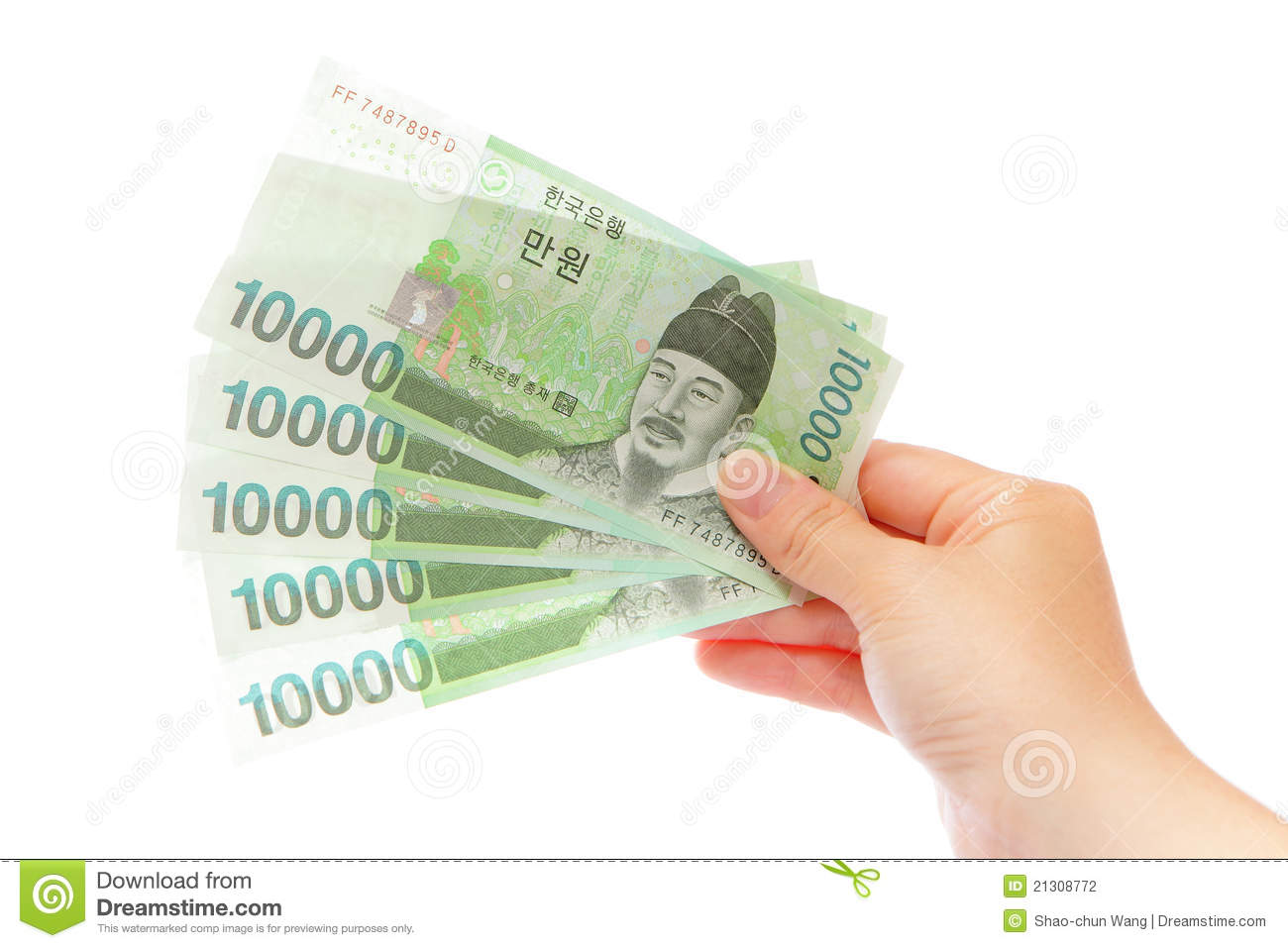 Korea Money Won And Hand Stock Photography   Image  21308772