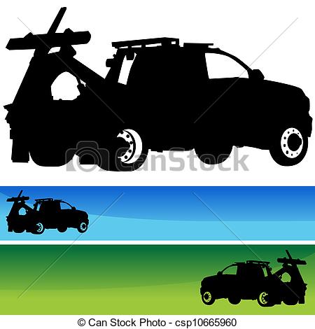 Vector Of Tow Truck Silhouette Banner Set   An Image Of A Tow Truck