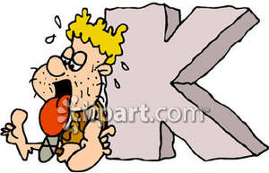 Caveman Carving The Letter K   Royalty Free Clipart Picture