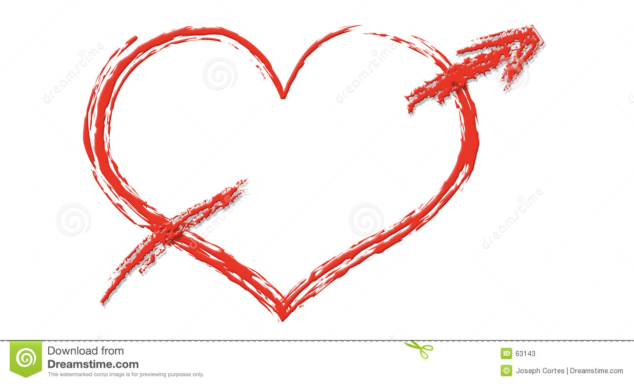 Clipart Like Illustration Of A Red Outline Heart With An Arrow