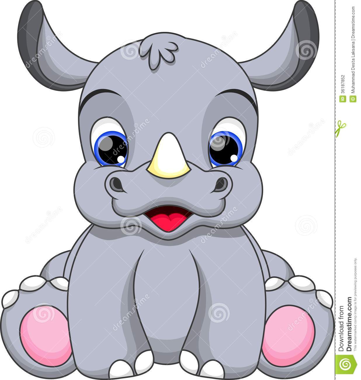 Baby Rhino Clip Art Baby Rhino Cartoon Stock