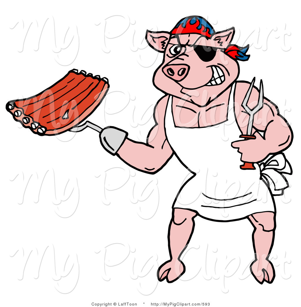 Bbq Pirate Pig Holding Ribs Pig Clip Art Lafftoon