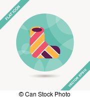 Broken Leg Plaster Flat Icon With Long Shadow Clipart Vector