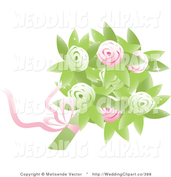 Vector Marriage Clipart Of A Wedding Bridal Bouquet Of Pink And Green