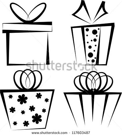 Black And White Cardboard Box Clipart Set Of Four Black Gift Boxes