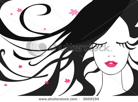 Clip Art Illustration Picture Of A Dark Haired Beauty Eyes Closed