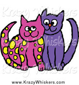 Critter Clipart Of Yellow Spotted Pink And Purple Cats Cuddling By