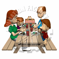 Family Picnic Table Eating Animated Clipart