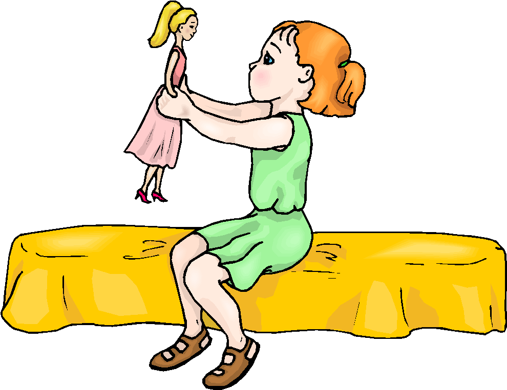 Girl Play With Doll Free Clipart