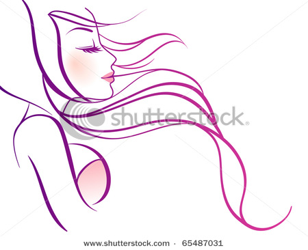 Hair Flowing And Her Eyes Closed In This Vector Clipart Illustration