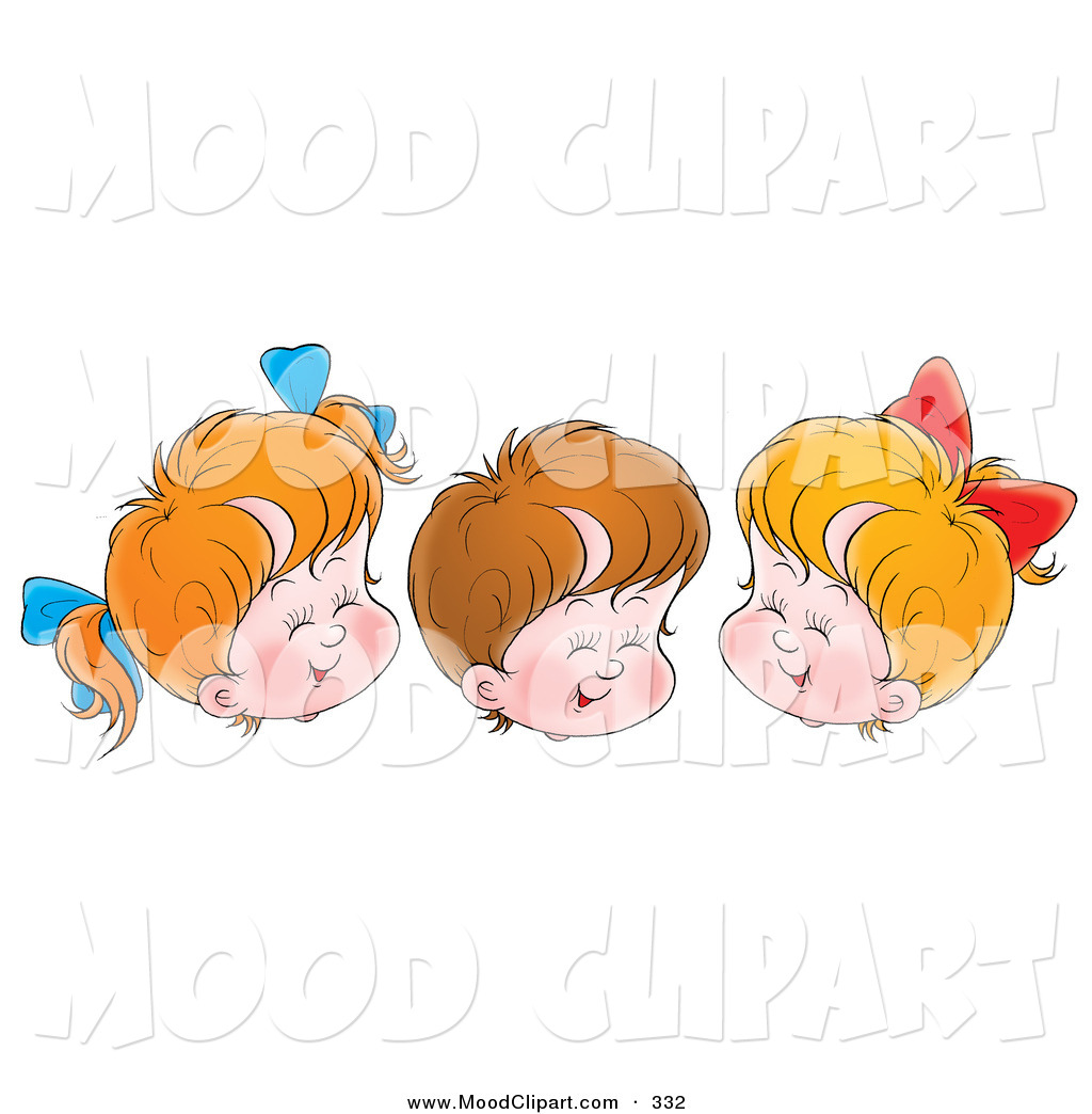 Larger Preview  Mood Clip Art Of A Trio Of Children Two Girls And One
