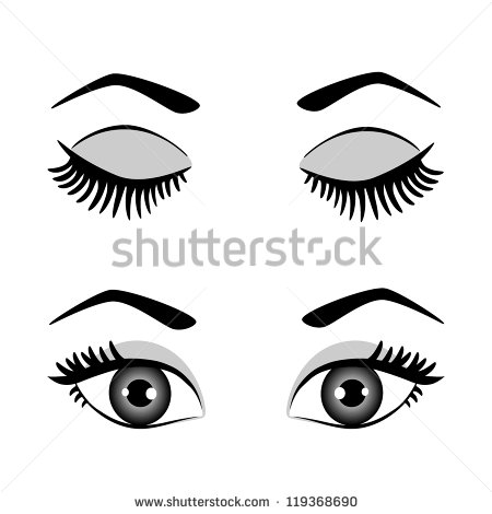 Silhouette Of Eyes And Eyebrow Open And Closed Black White Vector