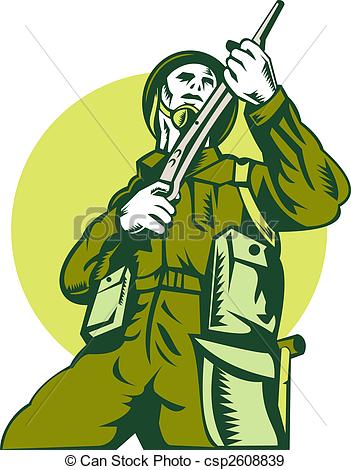 Stock Illustration   World War Two British Soldier With Rifle   Stock