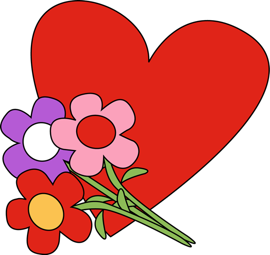 Valentine S Day Heart And Flowers Clip Art   Valentine S Day Heart And