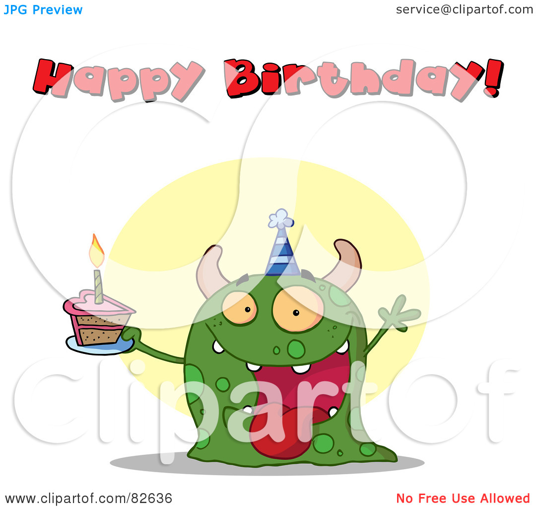 Clipart Illustration Of A Happy Birthday Text Above A Green Birthday
