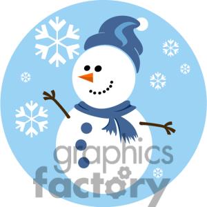 Free Happy Snowman With Blue Scarf Clipart Image Picture Art   381036