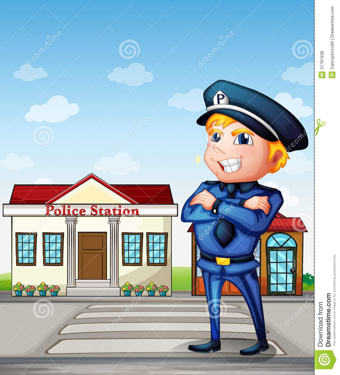 Policeman Across The Police Station Royalty Free Stock Photos
