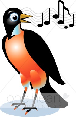 Singing Red Robin Clipart   Love Bird Clipart