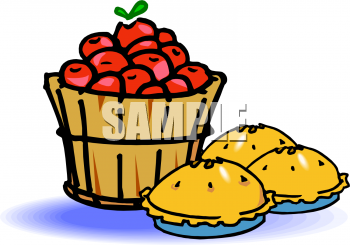 Bushel Of Apples And Three Apple Pies Clipart Image