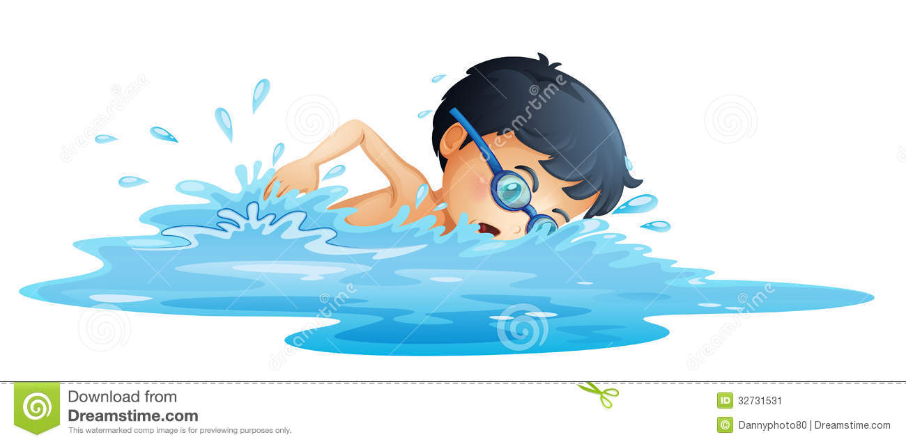 Illustration Of A Kid Swimming On A White Background