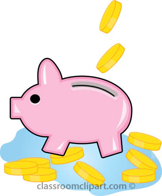 Money   Piggy Bank With Coins   Classroom Clipart