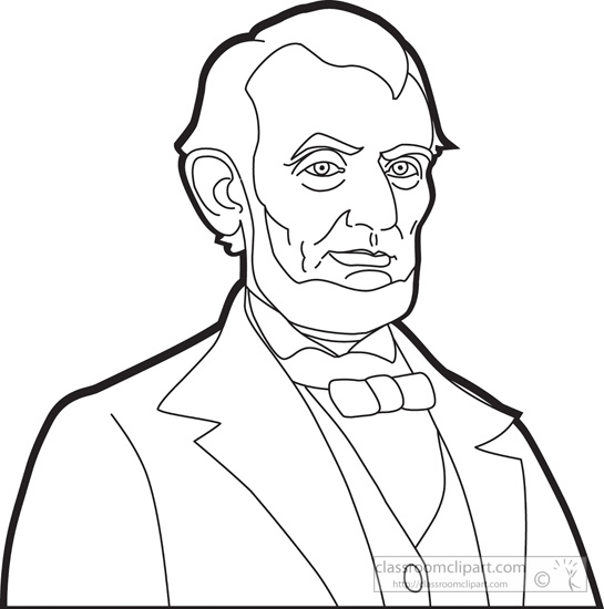 President Abraham Lincoln Outline Clipart   Classroom Clipart