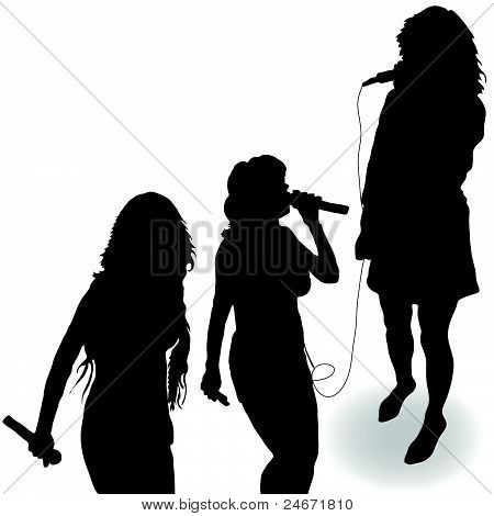 Singing Girl With A Microphone Black Silhouette Stock Vector   Stock