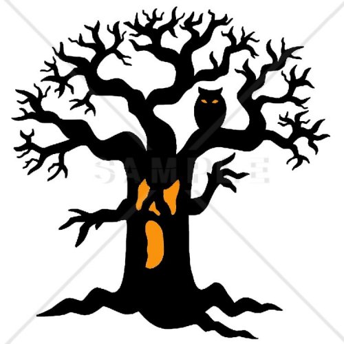 Spooky Halloween Tree Counted Cross Stitch Pattern