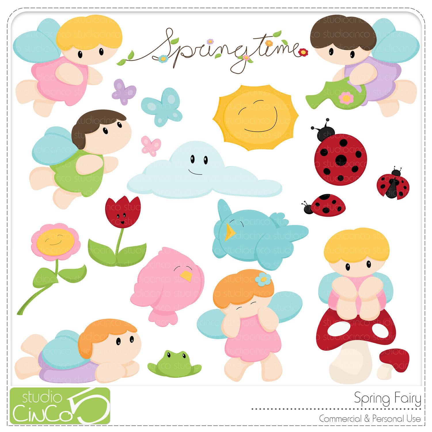 Spring Fairy Clipart Digital   Creative Mundi Scrapbook   Elo7