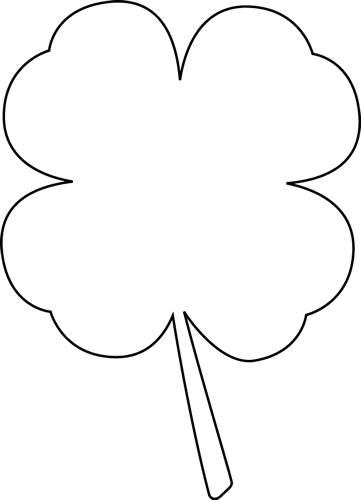 Black And White Four Leaf Clover Clip Art   Black And White Four Leaf