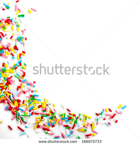Colorful Candy Sprinkles Isolated On White Background Card   Stock